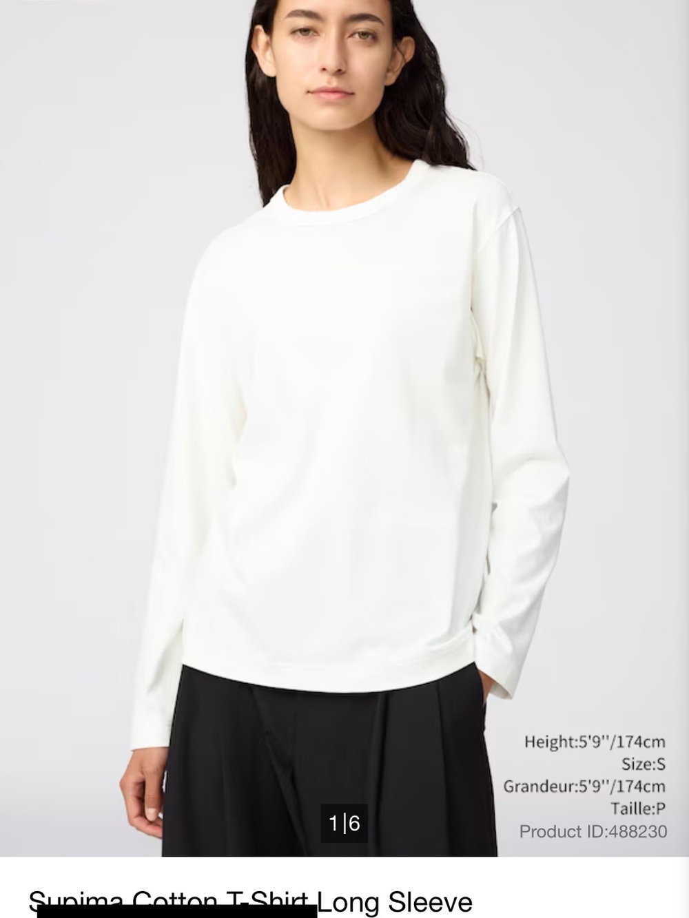 Uniqlo Women’s Supima Cotton Long Sleeve T-Shirt - Ecru